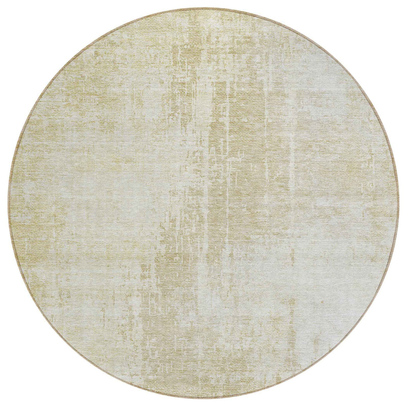 8' Beige And Taupe Round Abstract Washable Indoor Outdoor Area Rug