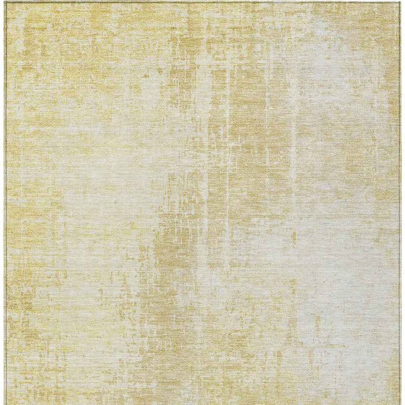 9' X 12' Gold Ivory And Beige Abstract Washable Indoor Outdoor Area Rug
