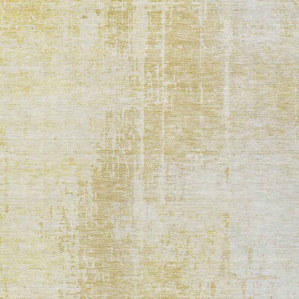 9' X 12' Gold Ivory And Beige Abstract Washable Indoor Outdoor Area Rug