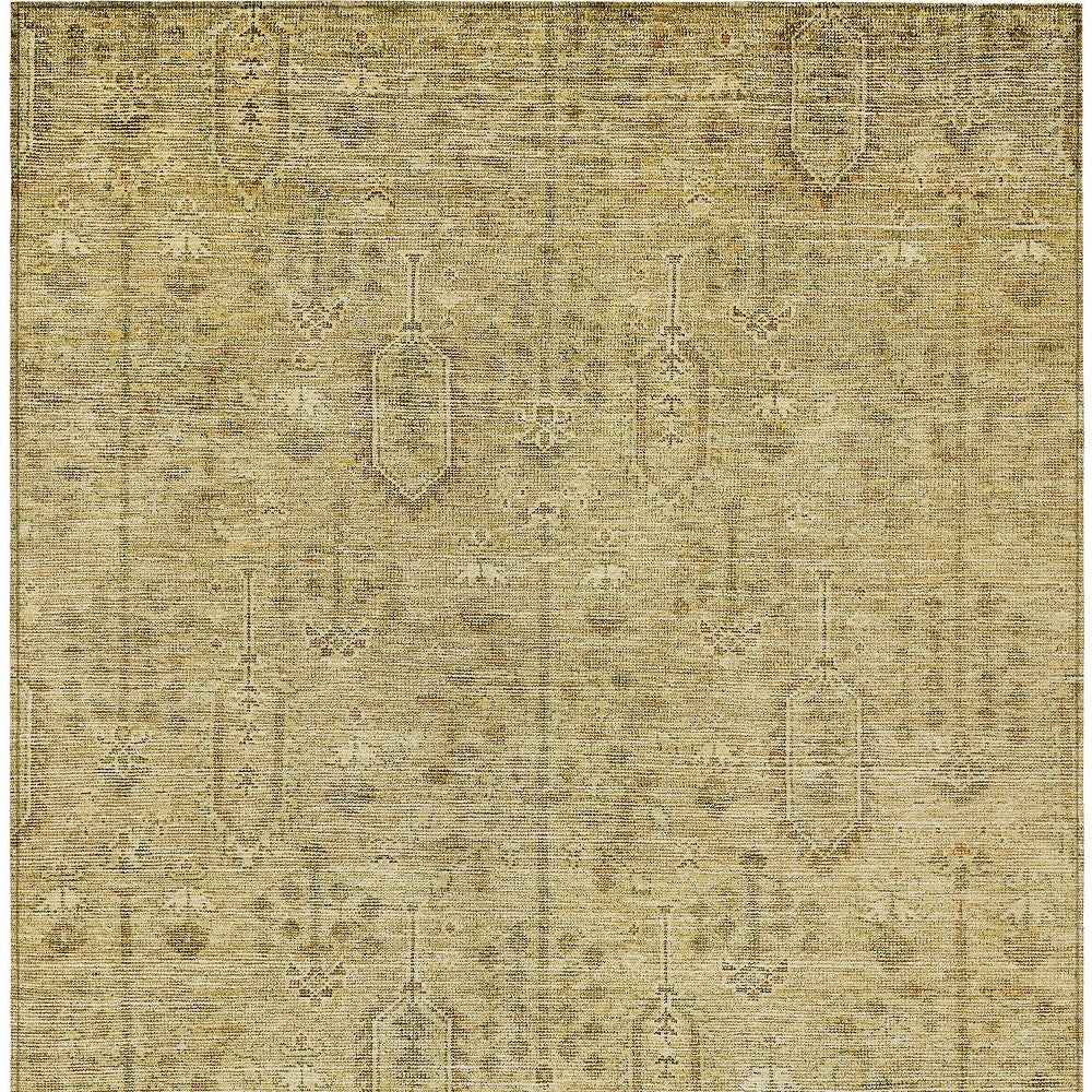 3' X 5' Gold And Taupe Southwestern Washable Indoor Outdoor Area Rug