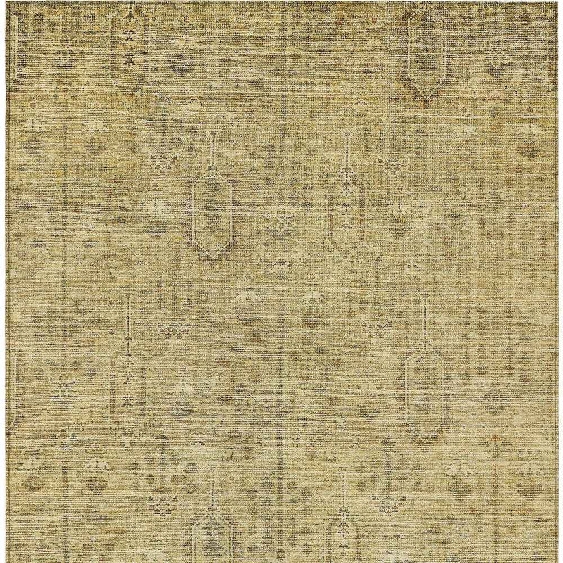 5' X 8' Gold And Taupe Southwestern Washable Indoor Outdoor Area Rug