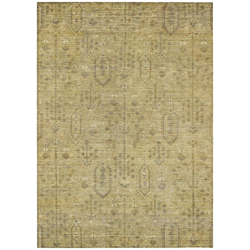 5' X 8' Gold And Taupe Southwestern Washable Indoor Outdoor Area Rug