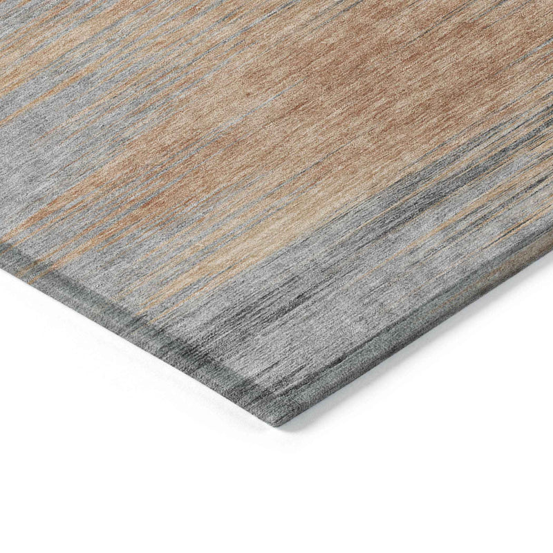 3' X 5' Salmon Gray And Charcoal Abstract Washable Indoor Outdoor Area Rug