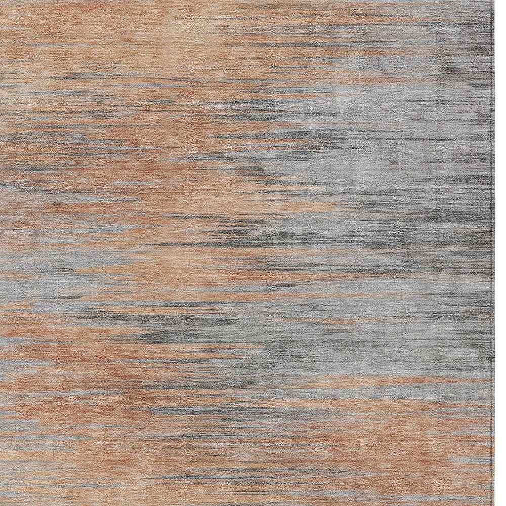 3' X 5' Salmon Gray And Charcoal Abstract Washable Indoor Outdoor Area Rug