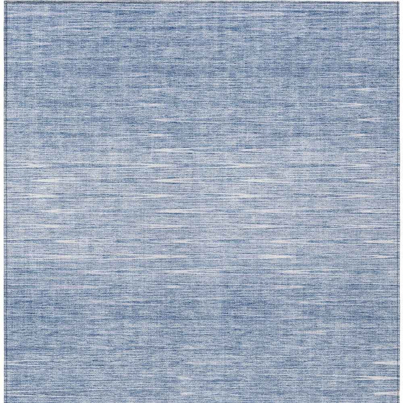 9' X 12' Denim Blue And Blue Abstract Washable Indoor Outdoor Area Rug