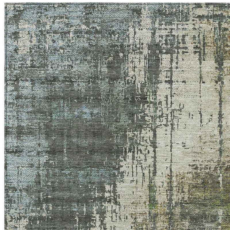 8' X 10' Sage Beige And Brown Abstract Washable Indoor Outdoor Area Rug