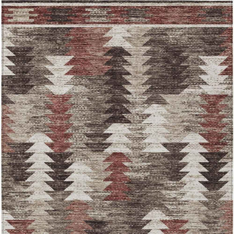 8' X 10' Brown And Ivory Southwestern Washable Indoor Outdoor Area Rug