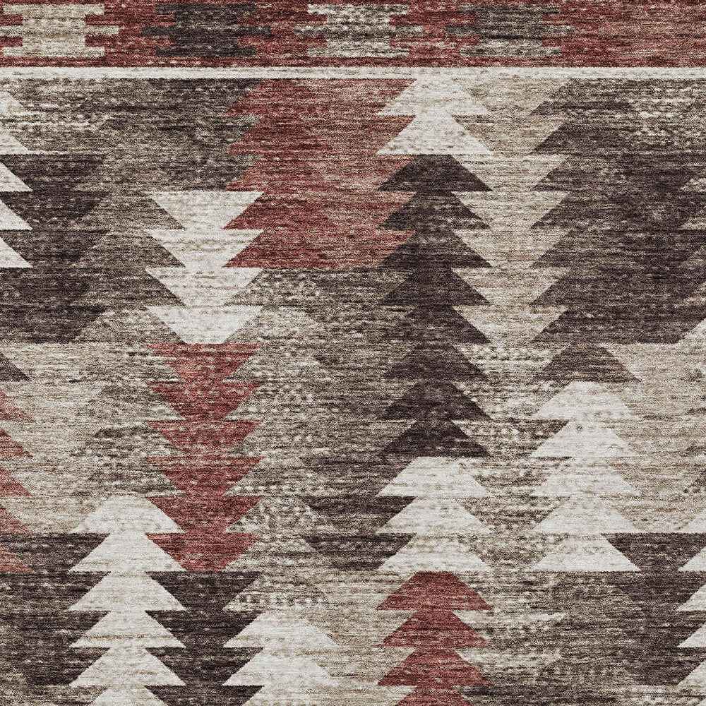 8' X 10' Brown And Ivory Southwestern Washable Indoor Outdoor Area Rug