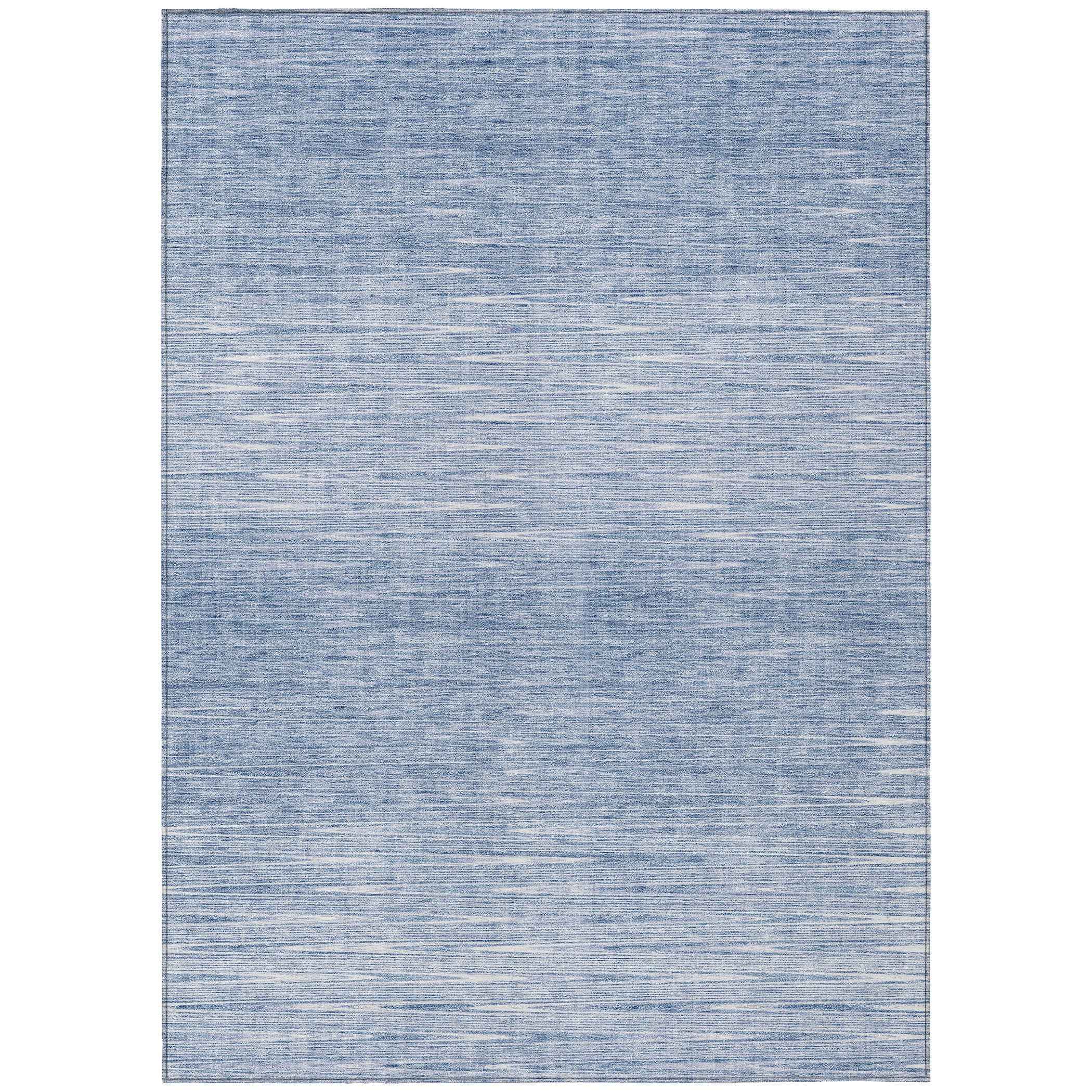 8' X 10' Denim Blue And Blue Abstract Washable Indoor Outdoor Area Rug