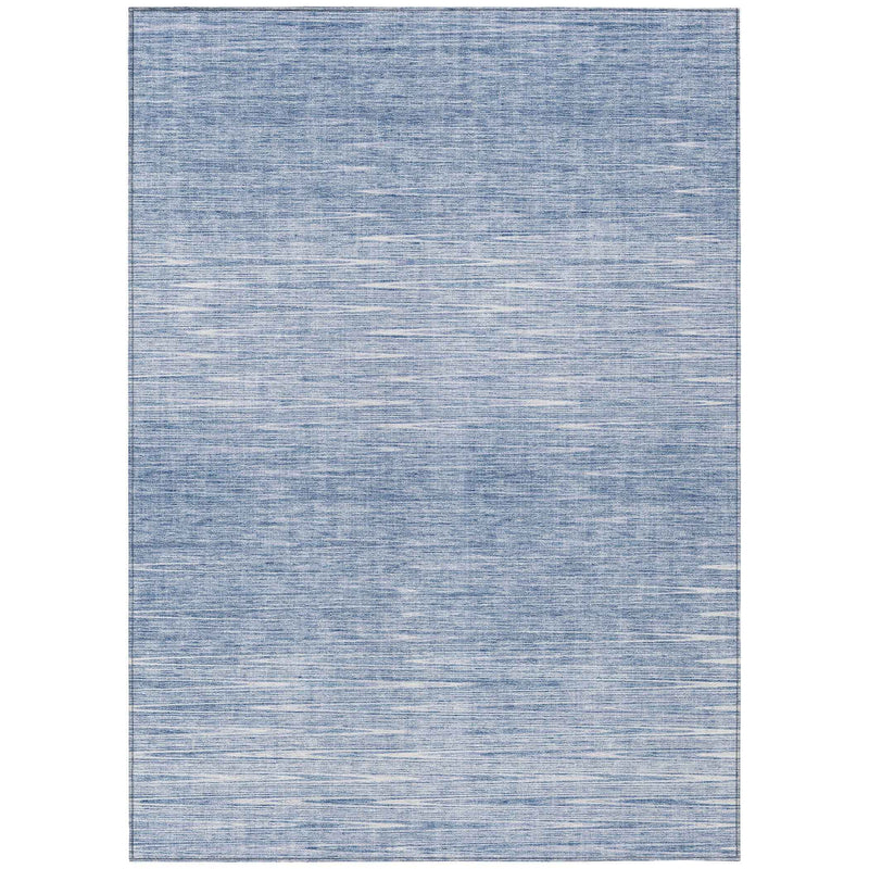 8' X 10' Denim Blue And Blue Abstract Washable Indoor Outdoor Area Rug