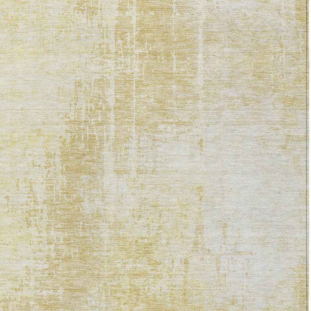 5' X 8' Gold Ivory And Beige Abstract Washable Indoor Outdoor Area Rug