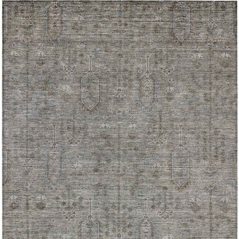 5' X 8' Gray And Silver Southwestern Washable Indoor Outdoor Area Rug