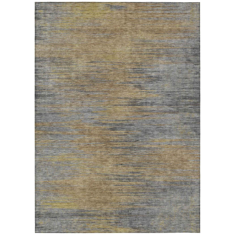 3' X 5' Brown Gold And Taupe Abstract Washable Indoor Outdoor Area Rug