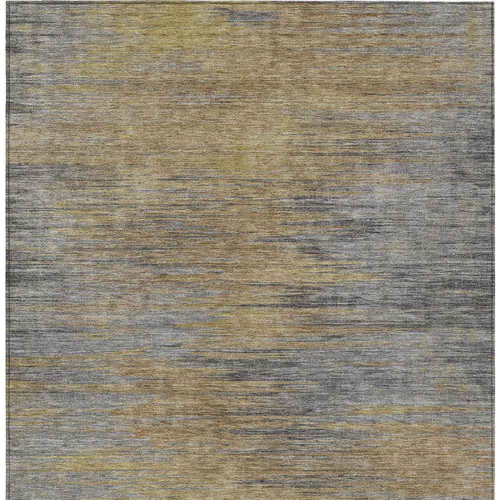 3' X 5' Brown Gold And Taupe Abstract Washable Indoor Outdoor Area Rug