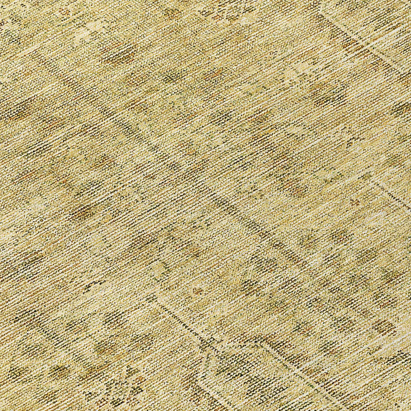 8' Gold And Taupe Round Southwestern Washable Indoor Outdoor Area Rug