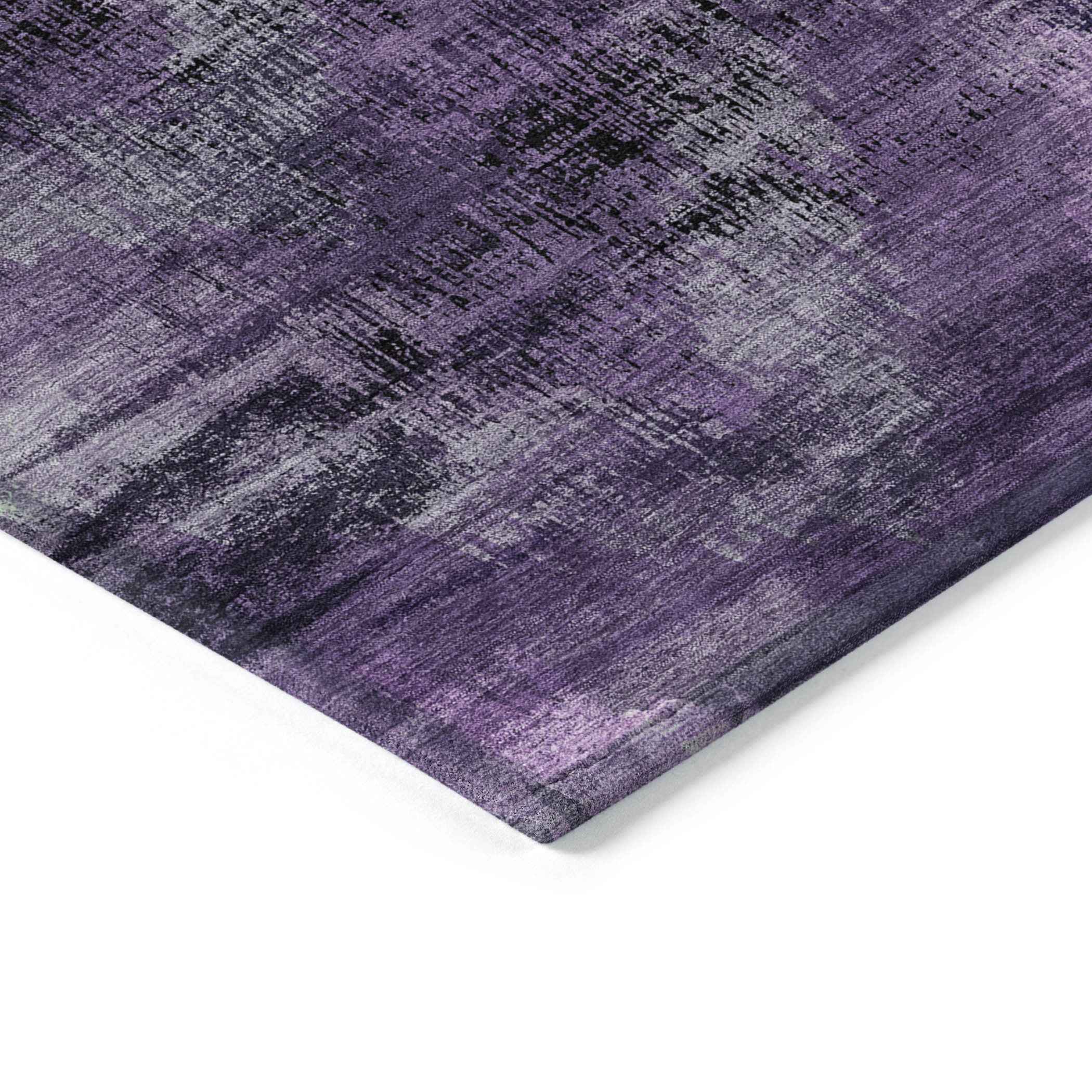 3' X 5' Purple Lavender And Gray Abstract Washable Indoor Outdoor Area Rug