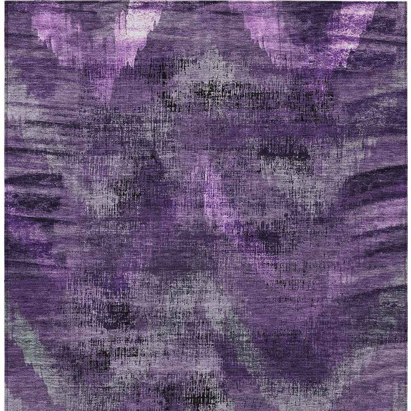 3' X 5' Purple Lavender And Gray Abstract Washable Indoor Outdoor Area Rug