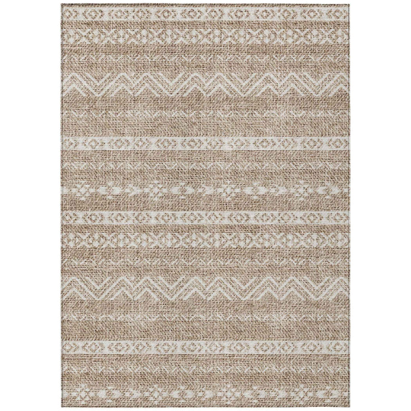 5' X 8' Brown And Beige Southwestern Washable Indoor Outdoor Area Rug