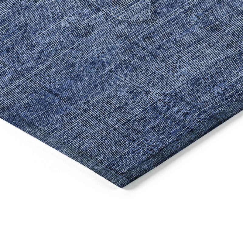 10' X 14' Navy Blue And Blue Southwestern Washable Indoor Outdoor Area Rug