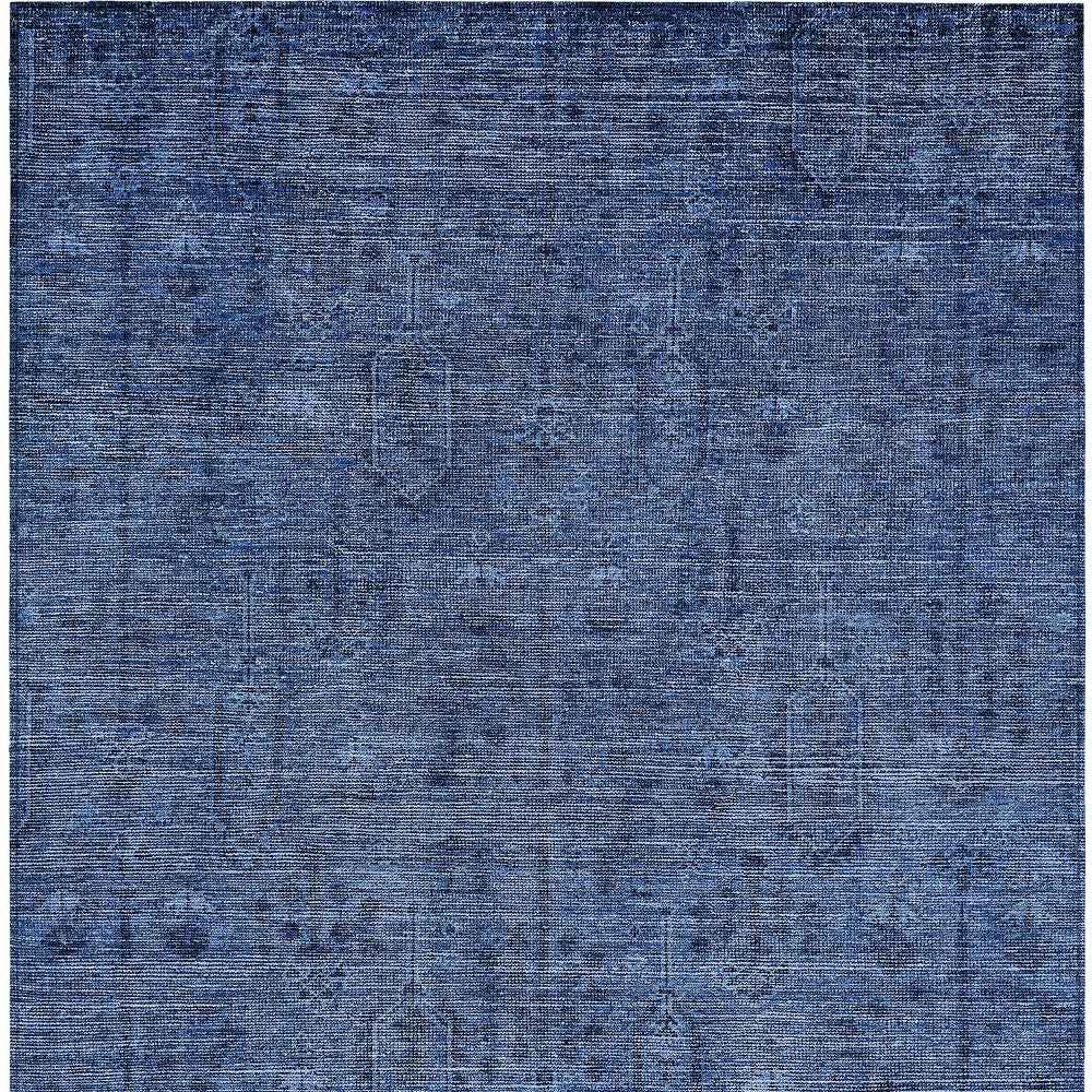 10' X 14' Navy Blue And Blue Southwestern Washable Indoor Outdoor Area Rug
