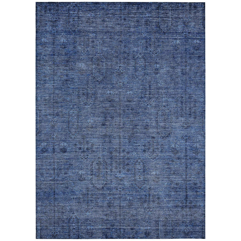 10' X 14' Navy Blue And Blue Southwestern Washable Indoor Outdoor Area Rug