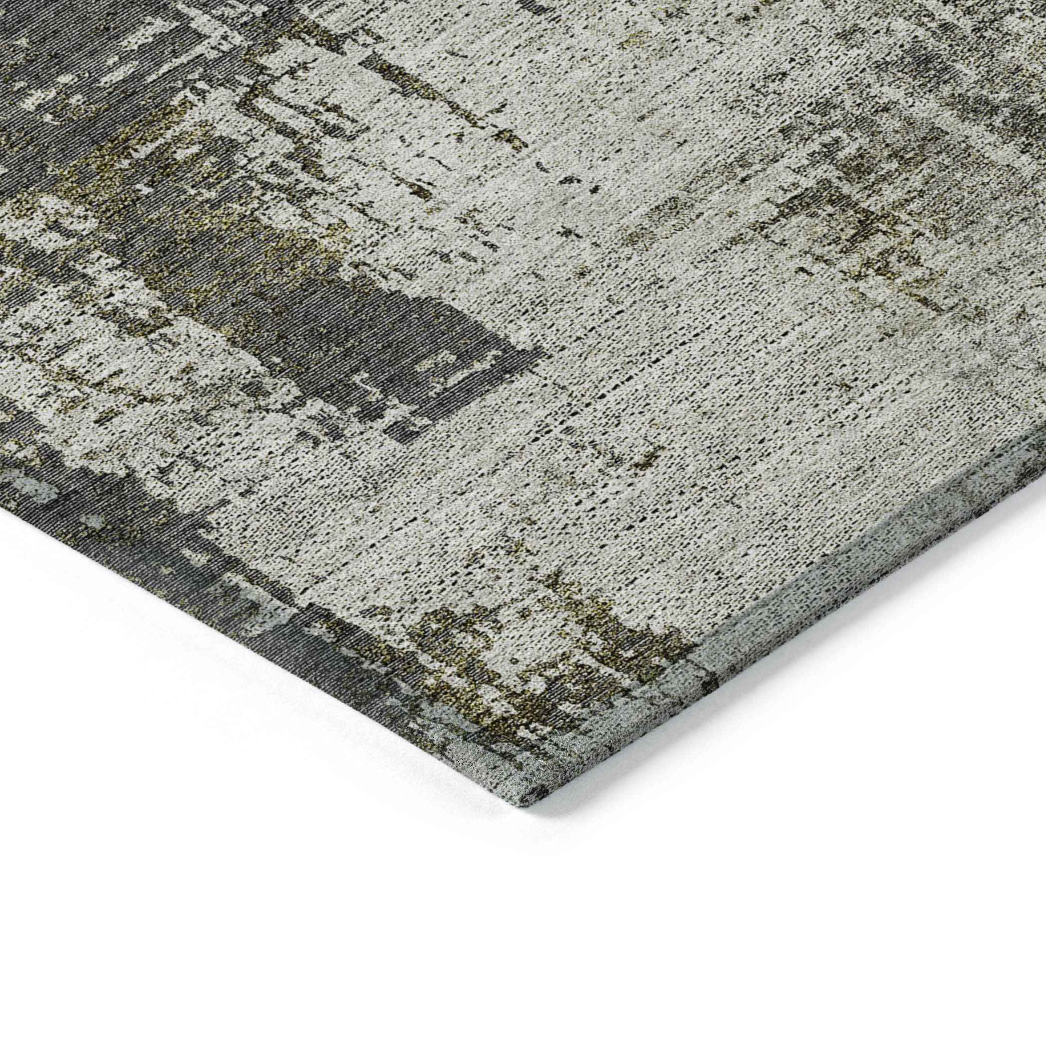 9' X 12' Taupe Beige And Olive Green Abstract Washable Indoor Outdoor Area Rug