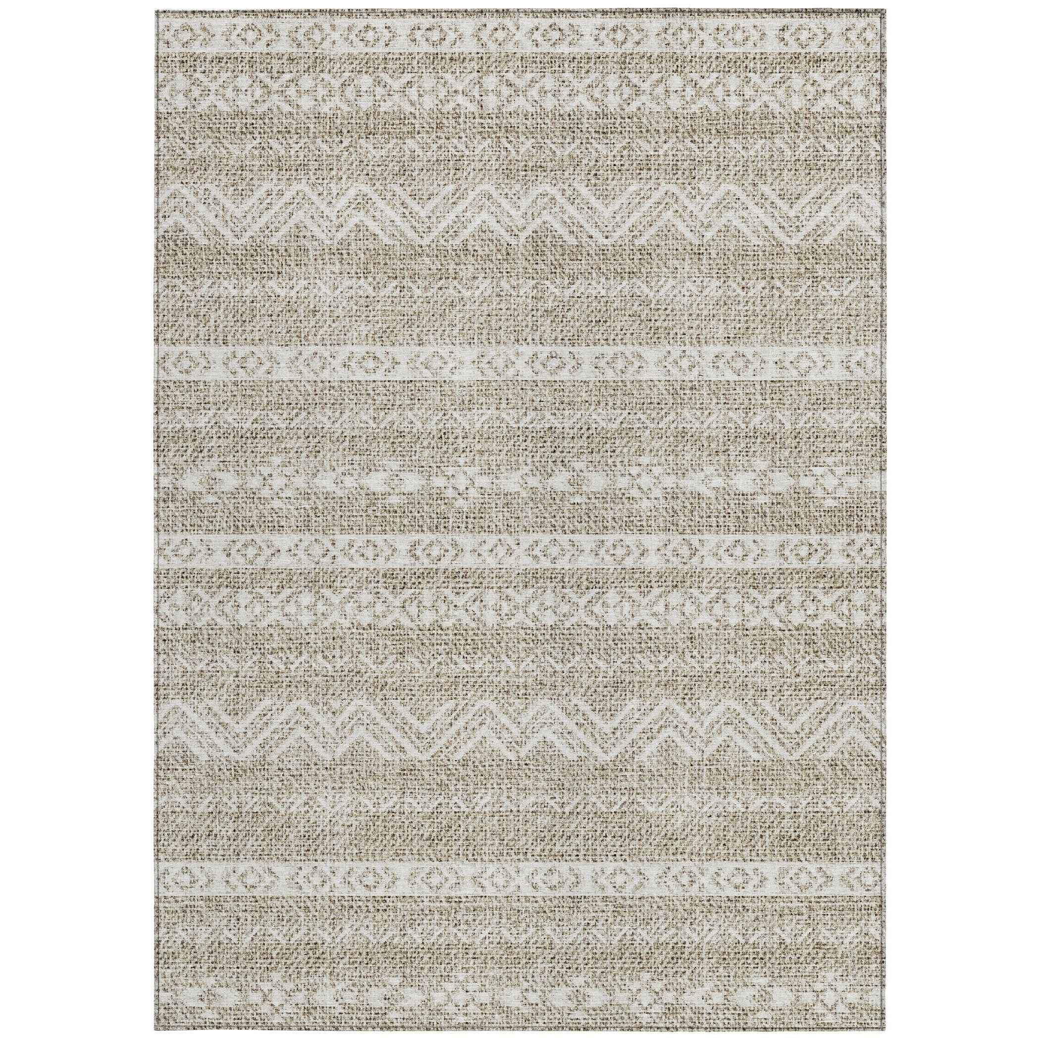 3' X 5' Beige And Ivory Southwestern Washable Indoor Outdoor Area Rug