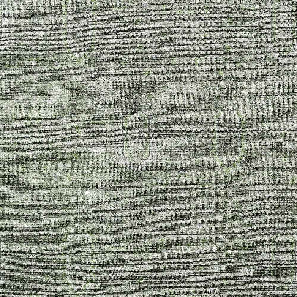 10' X 14' Fern Green And Gray Southwestern Washable Indoor Outdoor Area Rug