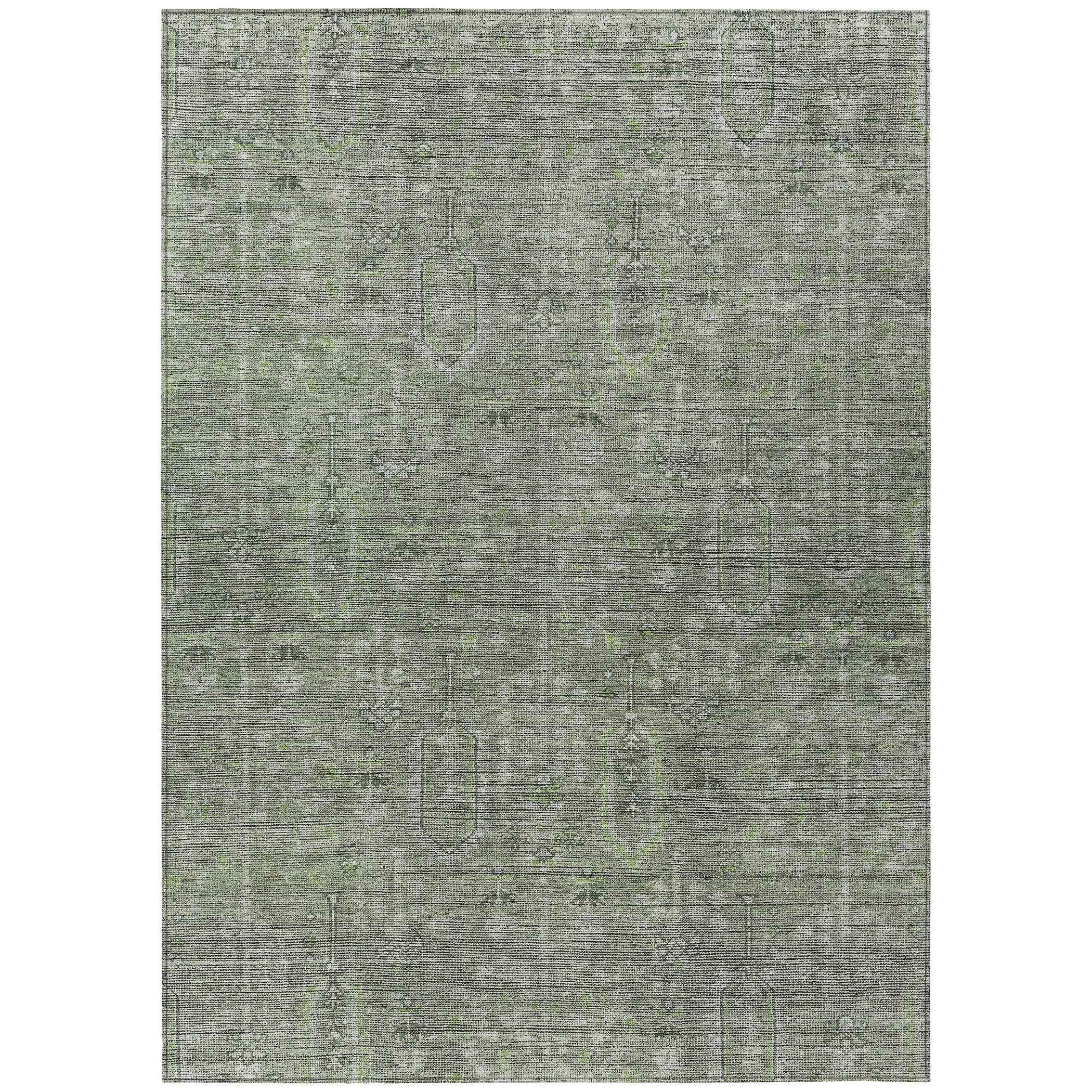 10' X 14' Fern Green And Gray Southwestern Washable Indoor Outdoor Area Rug