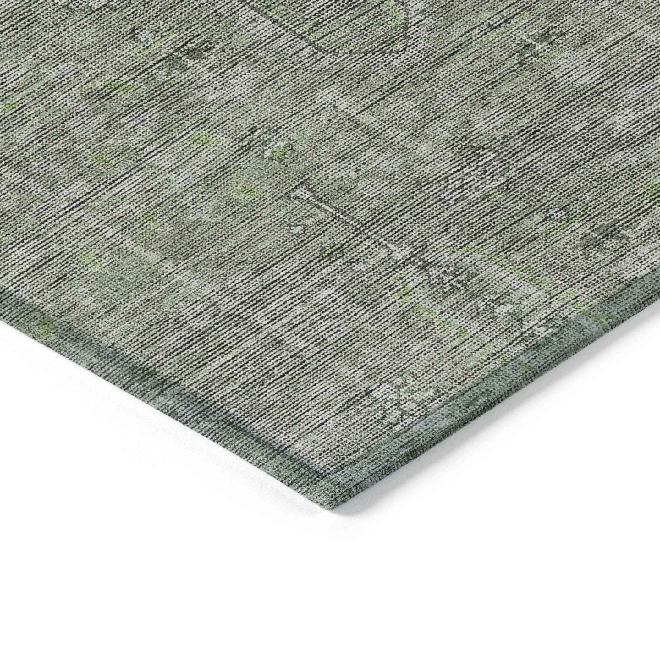 10' X 14' Fern Green And Gray Southwestern Washable Indoor Outdoor Area Rug