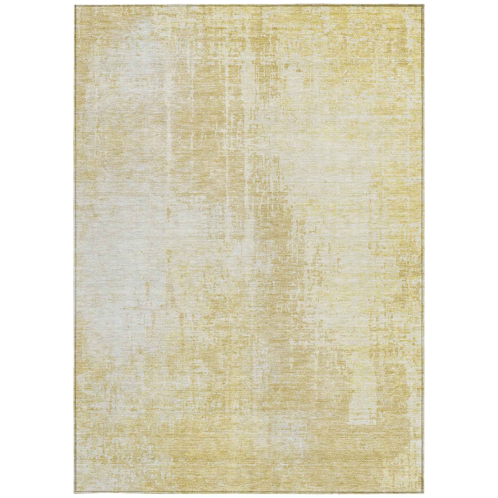 8' X 10' Gold Ivory And Beige Abstract Washable Indoor Outdoor Area Rug
