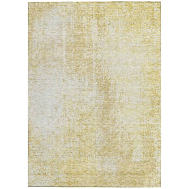 8' X 10' Gold Ivory And Beige Abstract Washable Indoor Outdoor Area Rug