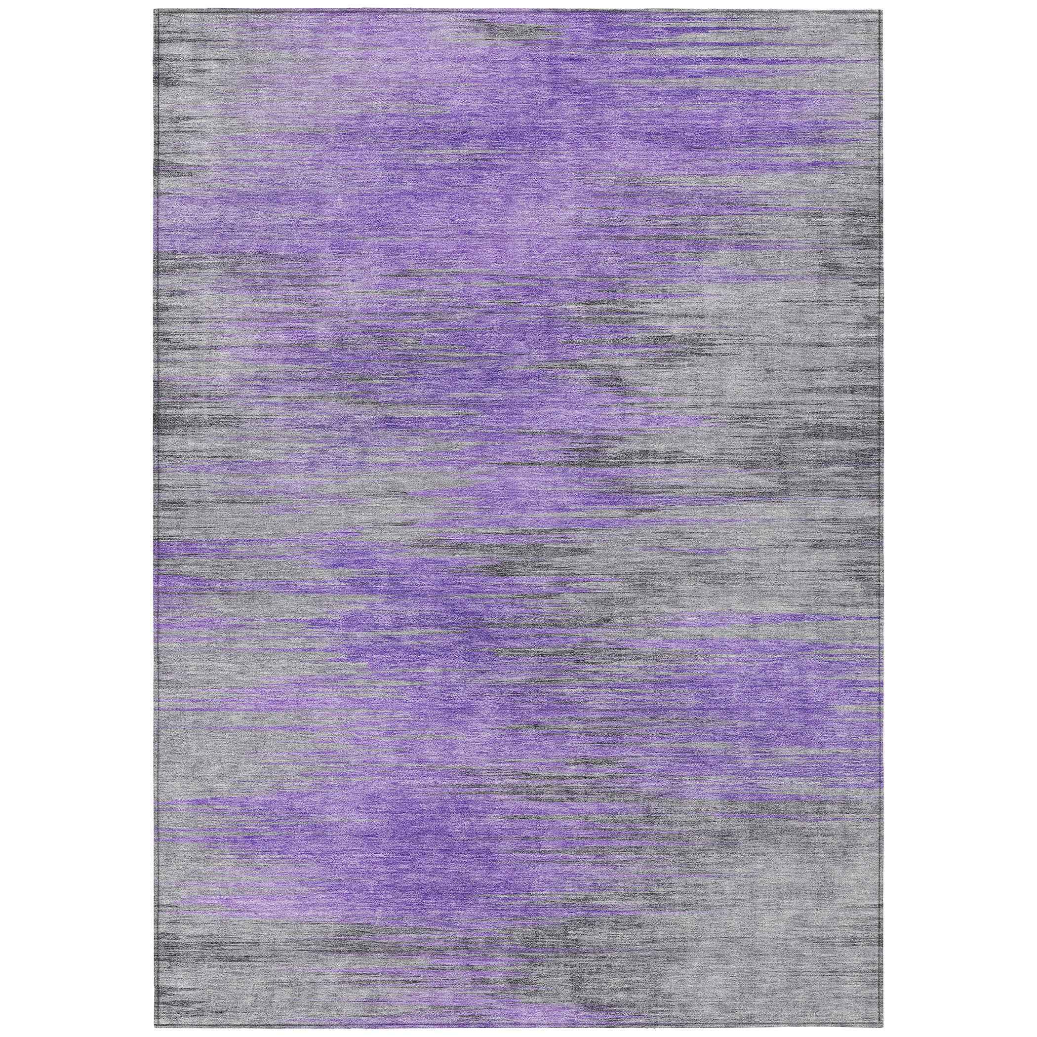 9' X 12' Purple Gray And Charcoal Abstract Washable Indoor Outdoor Area Rug