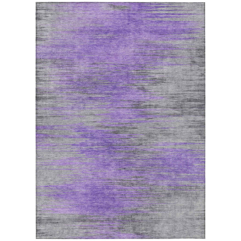 9' X 12' Purple Gray And Charcoal Abstract Washable Indoor Outdoor Area Rug