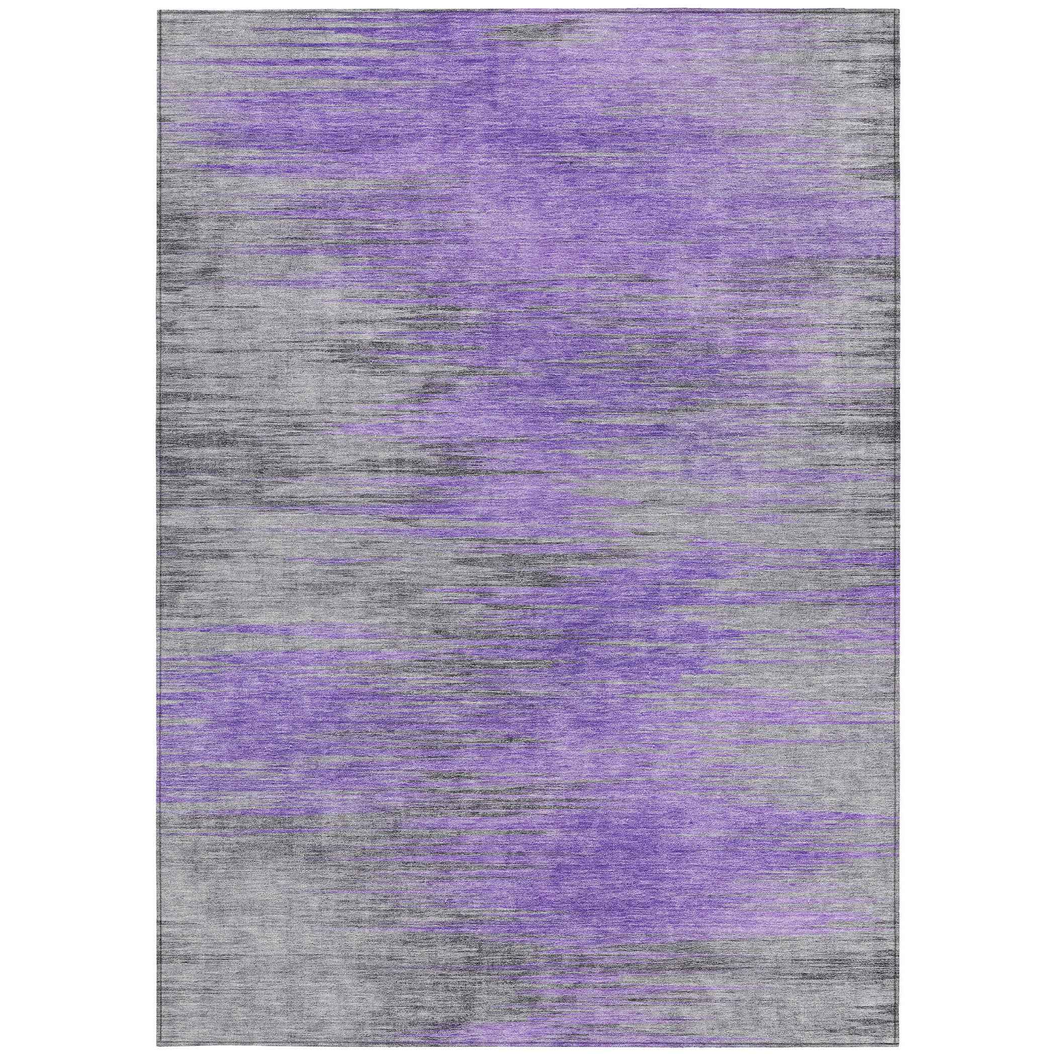 9' X 12' Purple Gray And Charcoal Abstract Washable Indoor Outdoor Area Rug