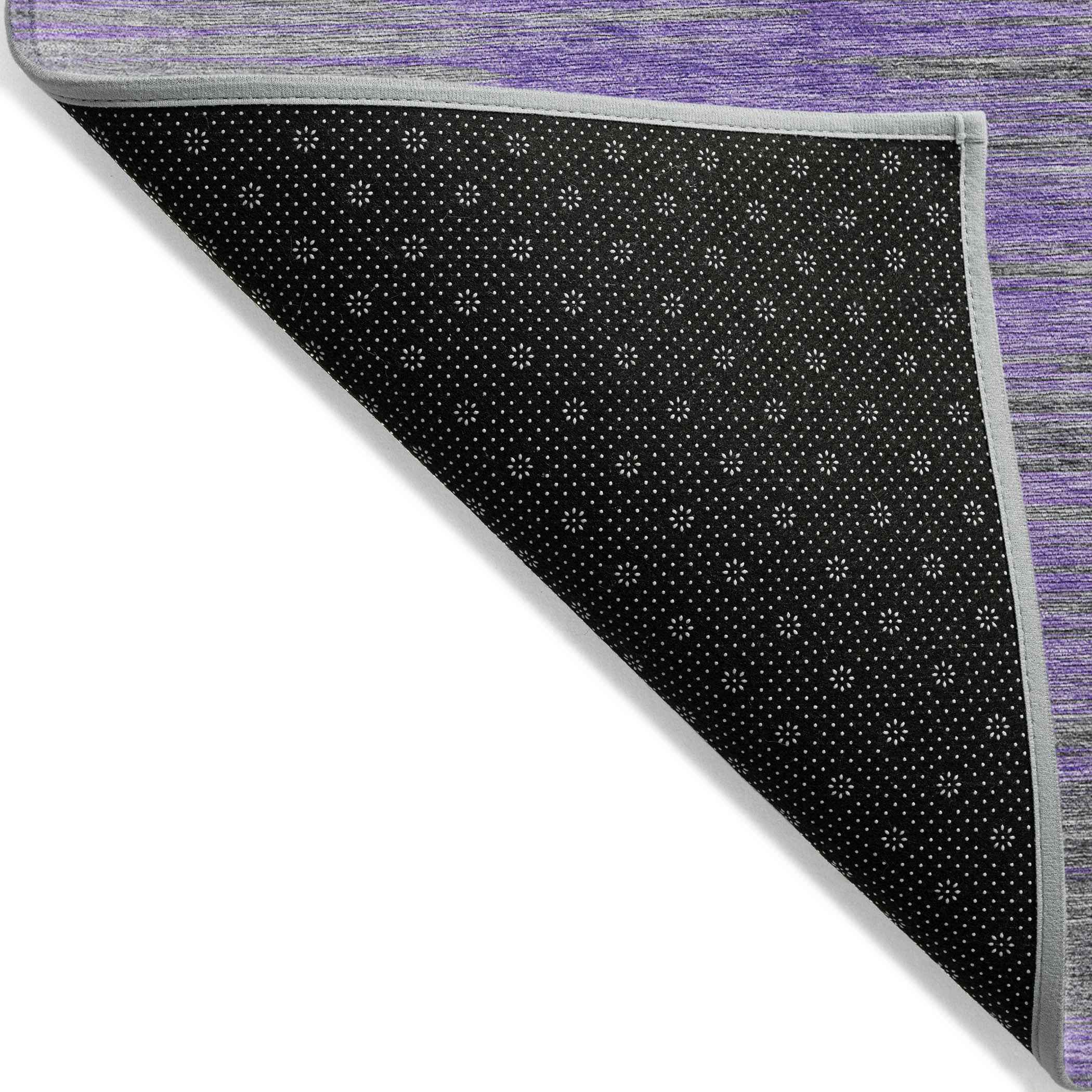 9' X 12' Purple Gray And Charcoal Abstract Washable Indoor Outdoor Area Rug