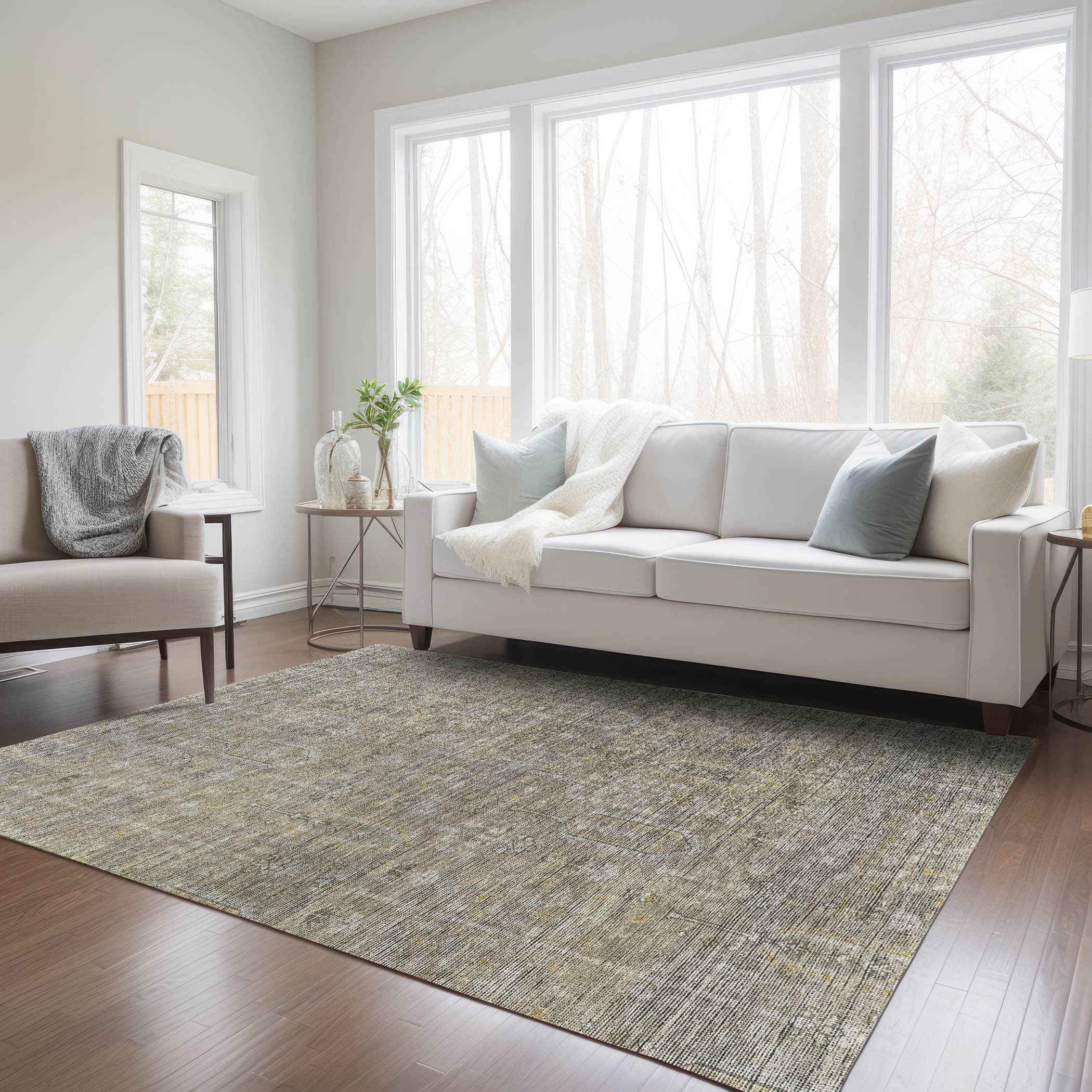 10' X 14' Taupe Gray And Beige Southwestern Washable Indoor Outdoor Area Rug