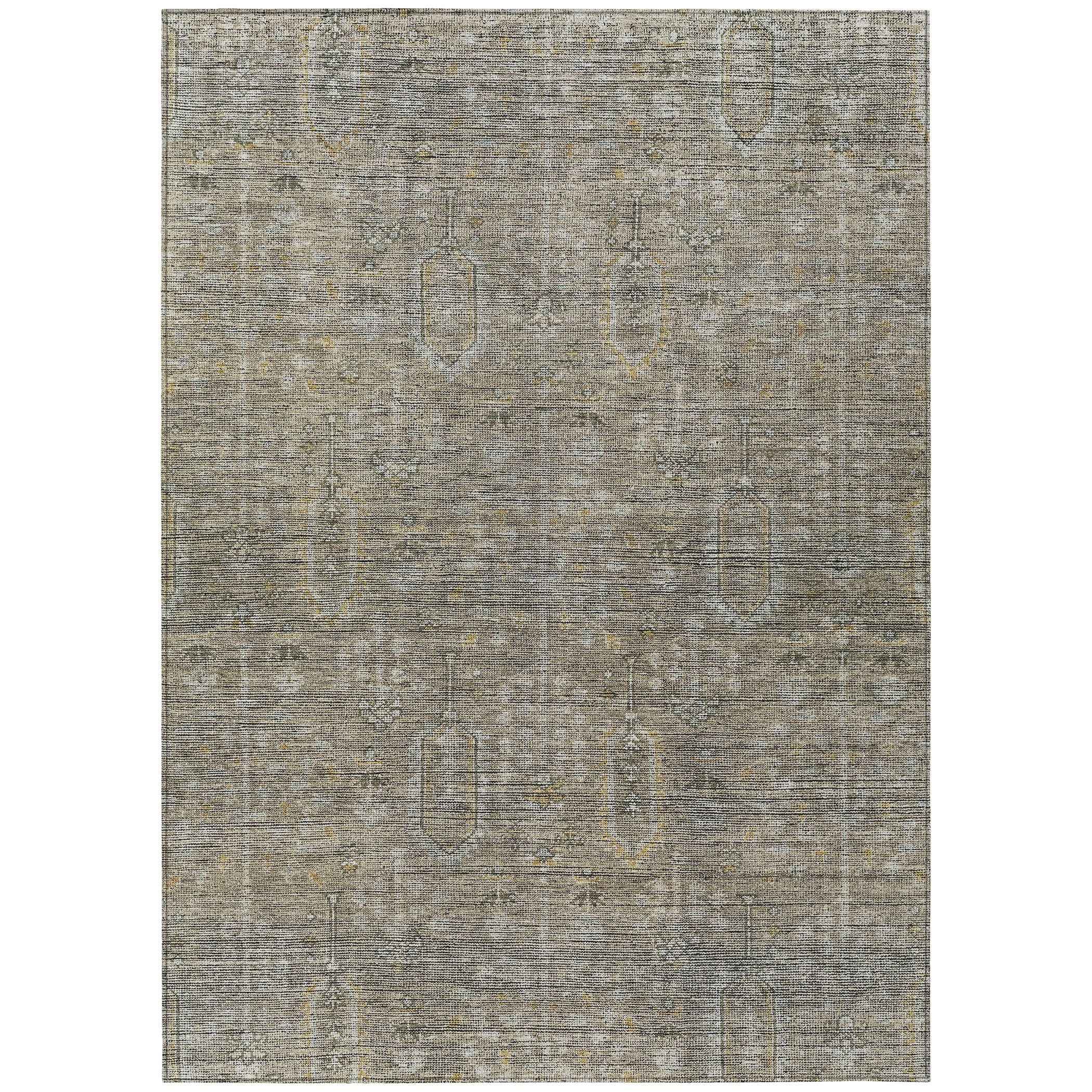 10' X 14' Taupe Gray And Beige Southwestern Washable Indoor Outdoor Area Rug
