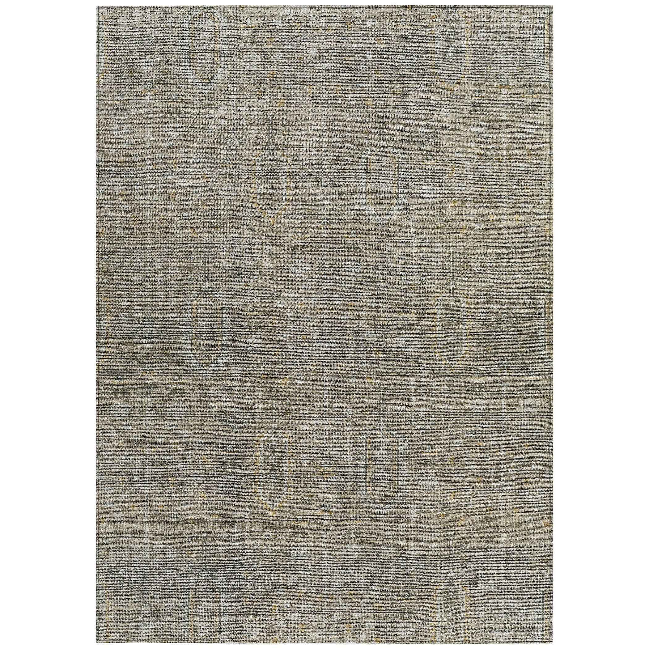 10' X 14' Taupe Gray And Beige Southwestern Washable Indoor Outdoor Area Rug