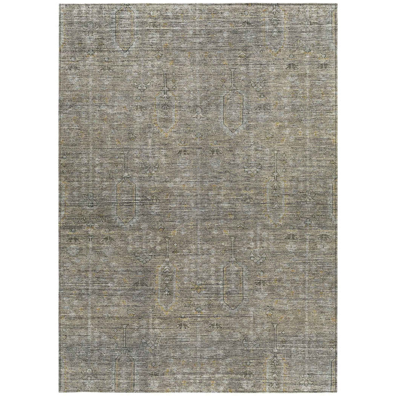 10' X 14' Taupe Gray And Beige Southwestern Washable Indoor Outdoor Area Rug