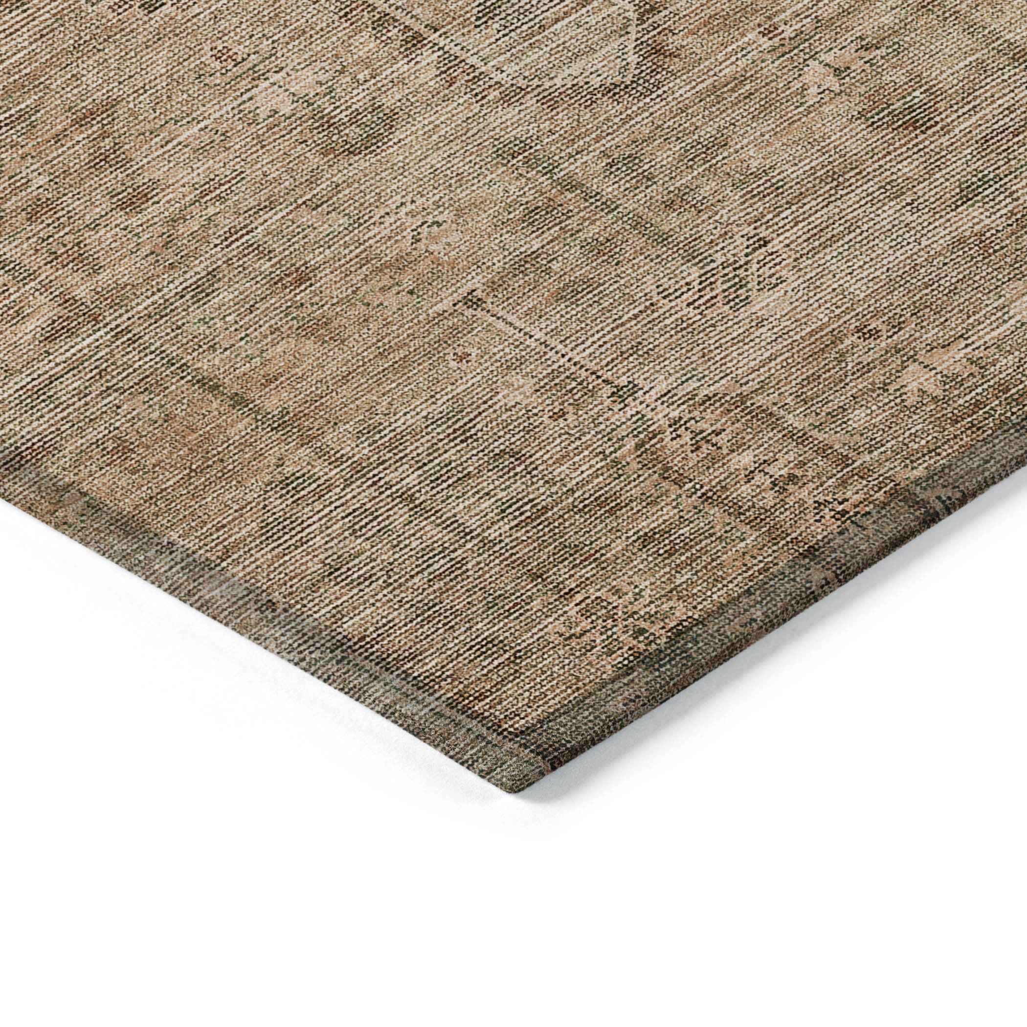 9' X 12' Terra Cotta And Copper Southwestern Washable Indoor Outdoor Area Rug