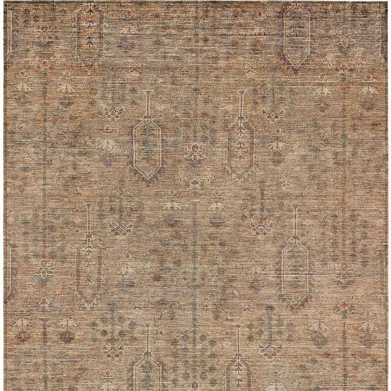 9' X 12' Terra Cotta And Copper Southwestern Washable Indoor Outdoor Area Rug