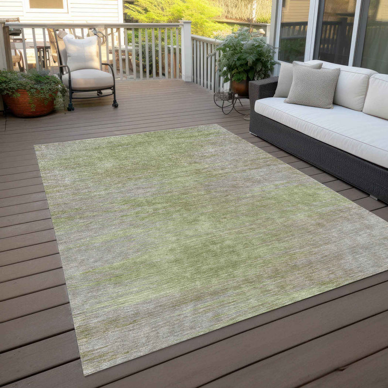 3' X 5' Sage And Artichoke Green Abstract Washable Indoor Outdoor Area Rug