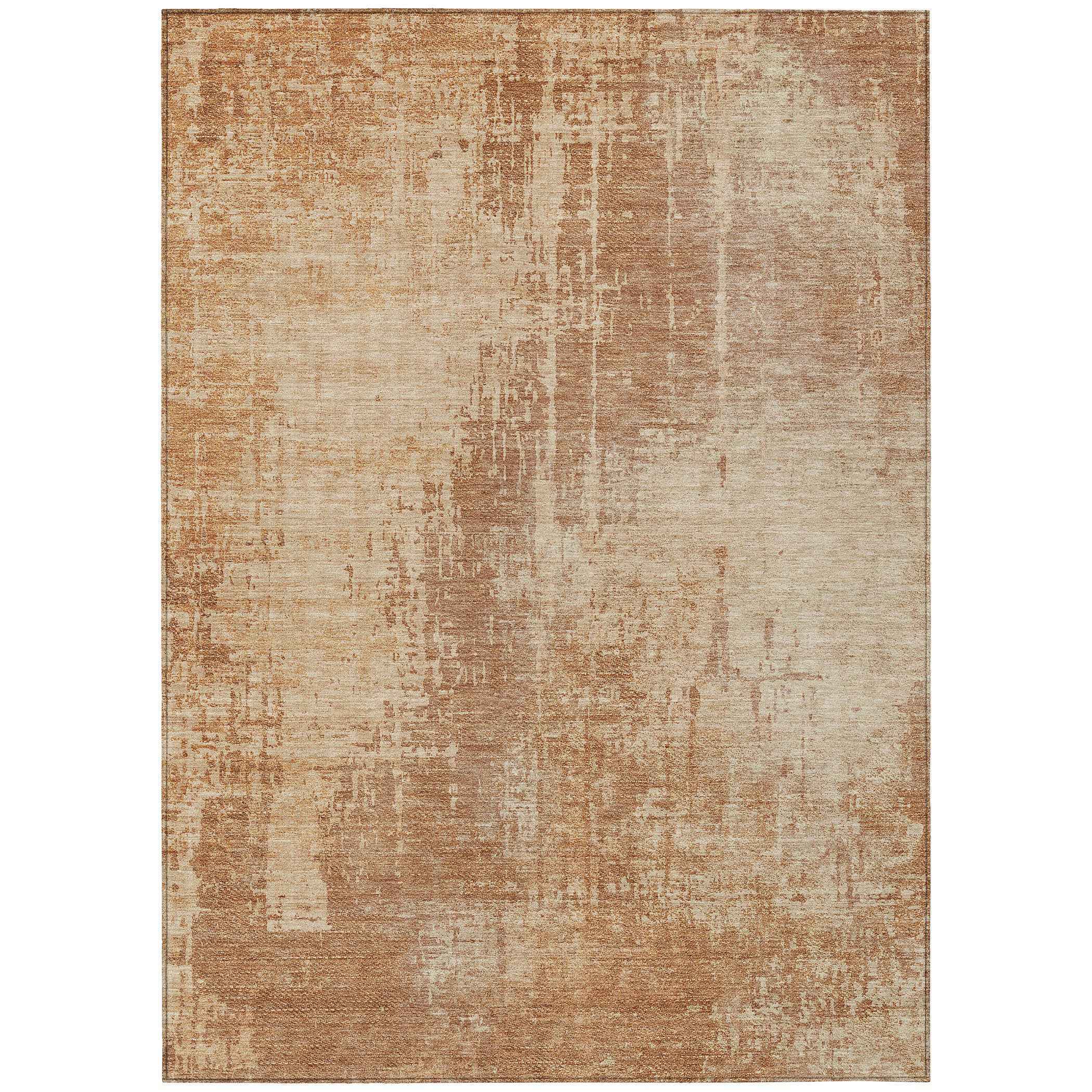 8' X 10' Terra Cotta And Copper Abstract Washable Indoor Outdoor Area Rug
