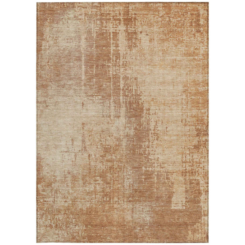 8' X 10' Terra Cotta And Copper Abstract Washable Indoor Outdoor Area Rug