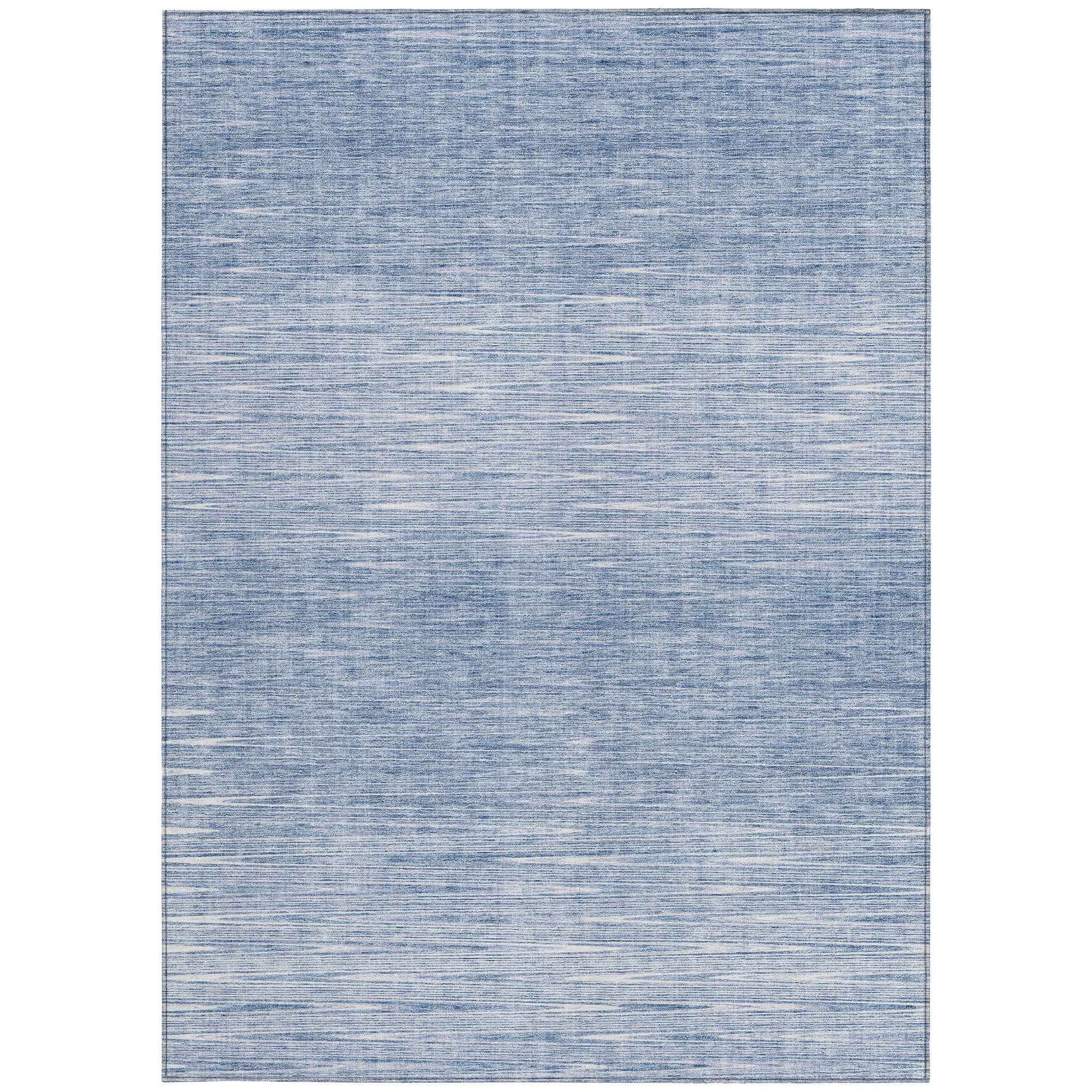 3' X 5' Denim Blue And Blue Abstract Washable Indoor Outdoor Area Rug