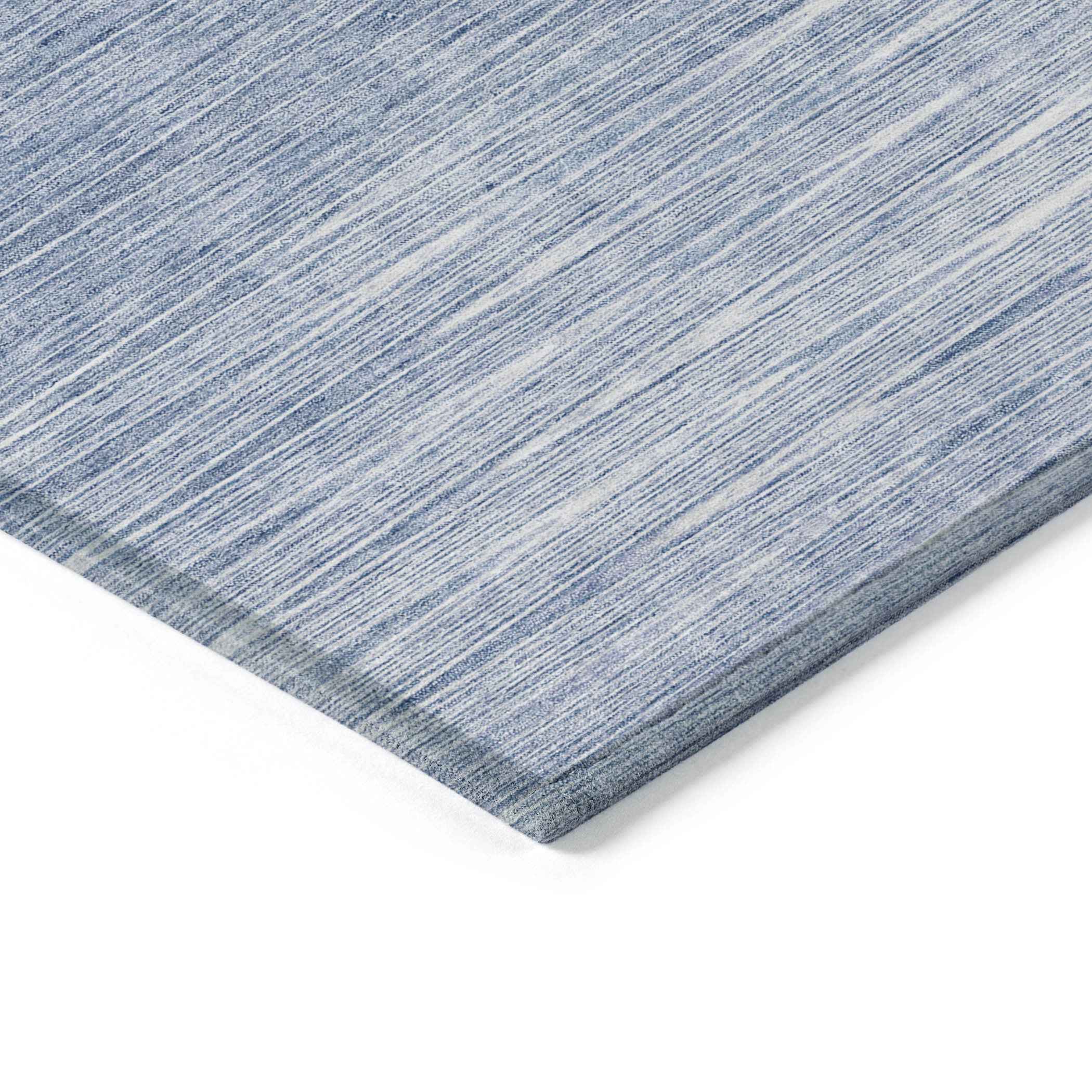 3' X 5' Denim Blue And Blue Abstract Washable Indoor Outdoor Area Rug