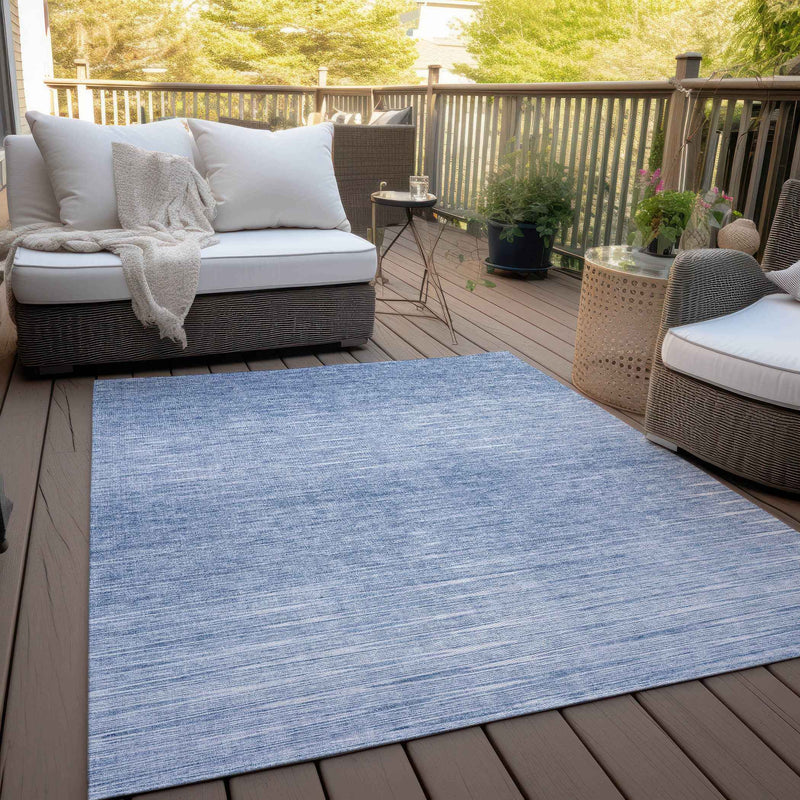 3' X 5' Denim Blue And Blue Abstract Washable Indoor Outdoor Area Rug