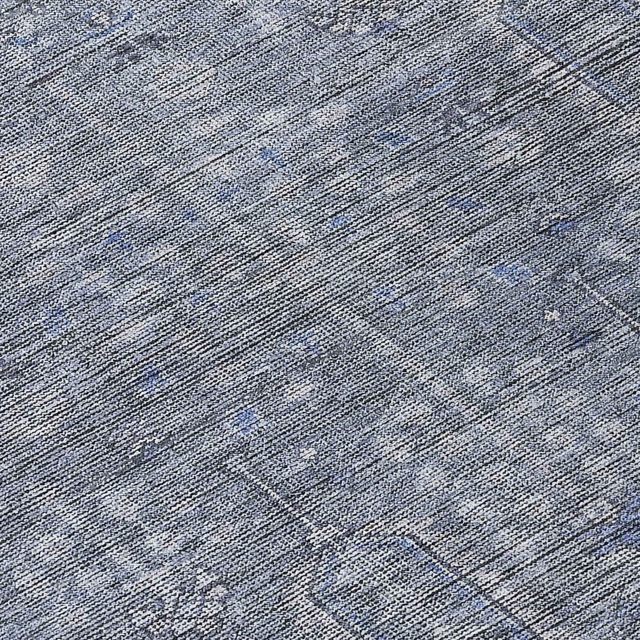 8' Navy Blue And Gray Round Southwestern Washable Indoor Outdoor Area Rug