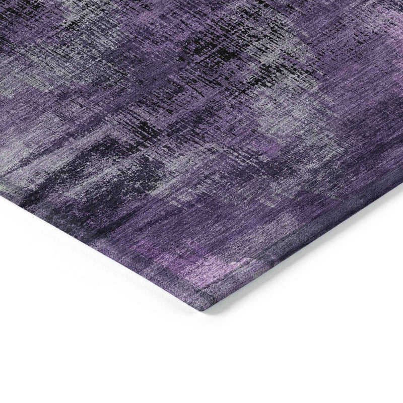 5' X 8' Purple Lavender And Gray Abstract Washable Indoor Outdoor Area Rug